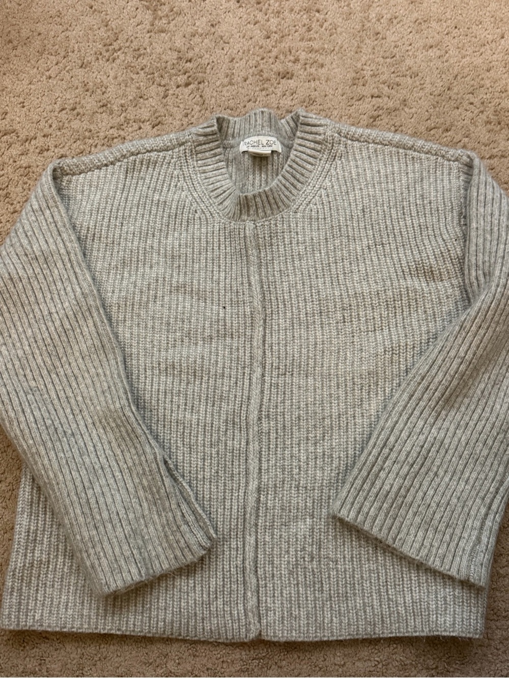 Rachel Zoe Light Heather Gray Ribbed Crewneck Sweater